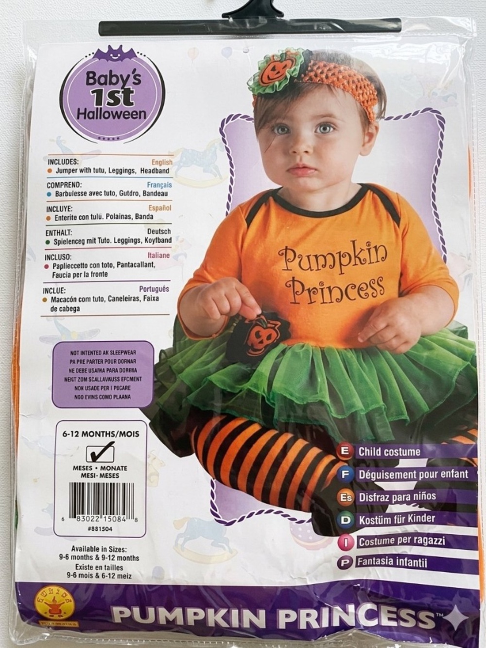 NIP Rubie's Baby 1st Halloween Pumpkin Princess Costume Set 6-12M